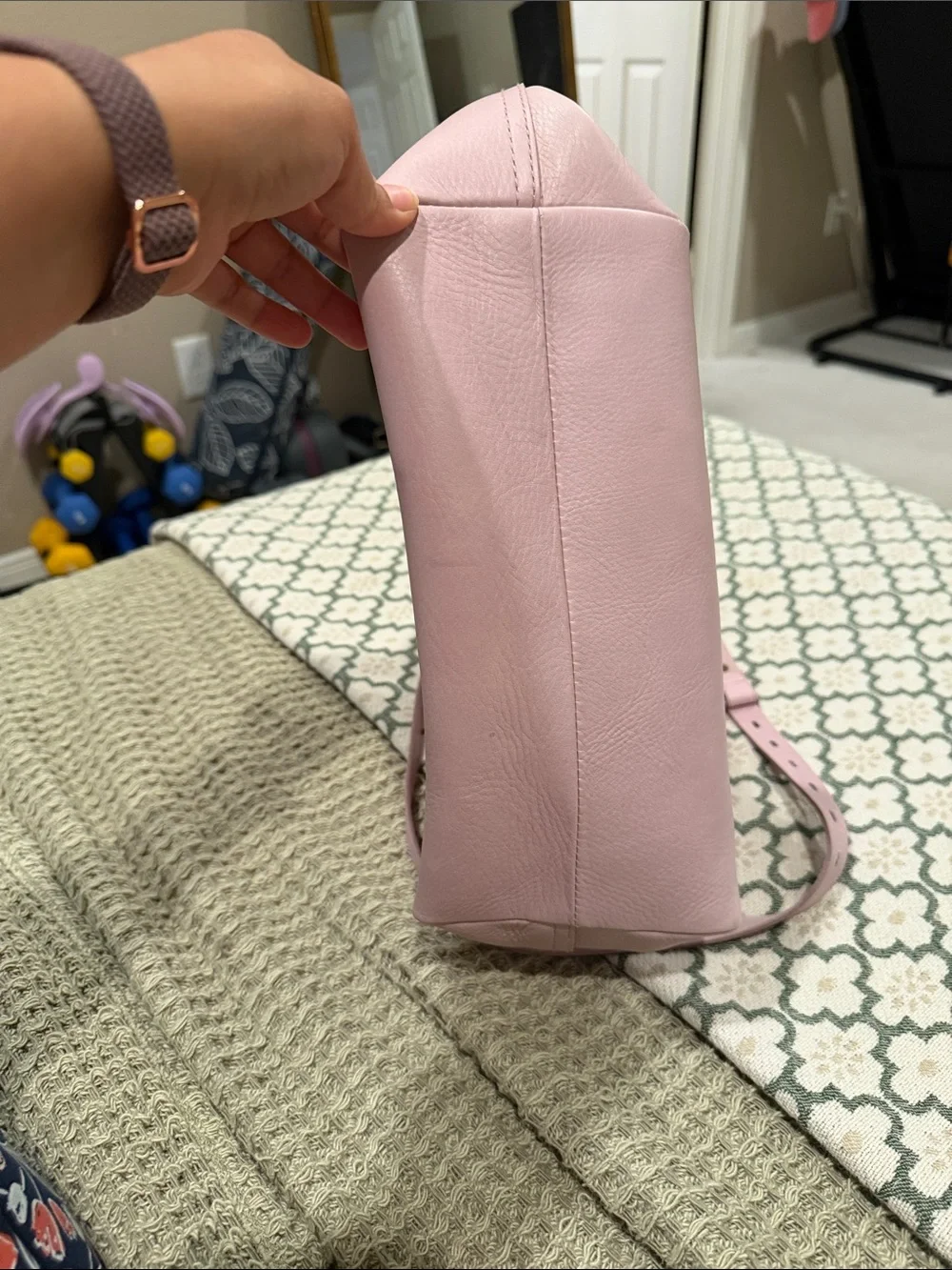Madewell Leather Tote Bag in Dusty Rose